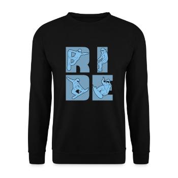 Snowboardfahrt Für Snowboarder - Unisex Pullover - Schwarz - Vorne - Alina (178cm) & Michal (187cm)