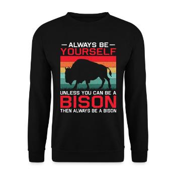Bison Buffalo Yellowstone Park - Unisex Sweatshirt - black - Front - Alina (178cm) & Michal (187cm)