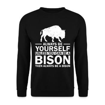 Bison Buffalo Yellowstone Park - Unisex Sweatshirt - black - Front - Alina (178cm) & Michal (187cm)