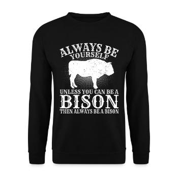 Bison Buffalo Yellowstone Park - Unisex Sweatshirt - black - Front - Alina (178cm) & Michal (187cm)