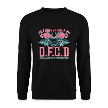 I Suffer Under O.f.c.d Flamingo Lover Bird Lover - Unisex Sweatshirt - black - Front - Alina (178cm) & Michal (187cm)