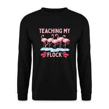Let Us Flamingle Flamingo Lover Bird Lover - Unisex Sweatshirt - black - Front - Alina (178cm) & Michal (187cm)