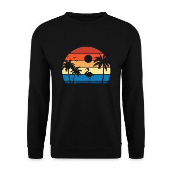 Flamingo Vintage Retro Sunset Flamingo - Unisex Sweatshirt - black - Front - Alina (178cm) & Michal (187cm)