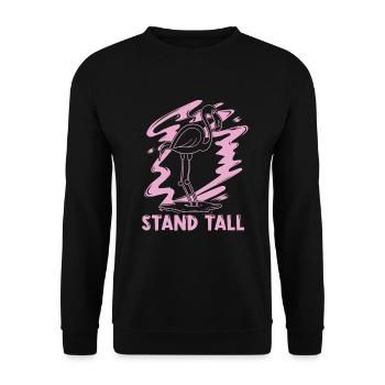 Stand Tall Flamingo Lover Bird Lover - Unisex Sweatshirt - black - Front - Alina (178cm) & Michal (187cm)