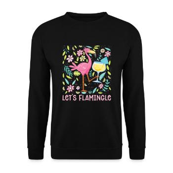 Let Us Flamingle Flamingo Lover Bird Lover - Unisex Sweatshirt - black - Front - Alina (178cm) & Michal (187cm)