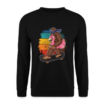 Flamingo Squatch Skateboard Flamingo lovers - Unisex Sweatshirt - black - Front - Alina (178cm) & Michal (187cm)