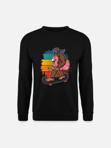 Flamingo Squatch Skateboard Flamingo lovers - Unisex Sweatshirt - black