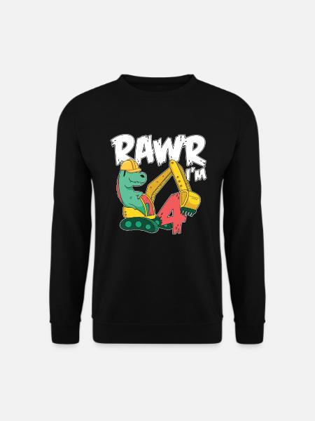 Rawr I'm 4 For Bagger Motto-geburtstagsfeier - Unisex Pullover - Schwarz