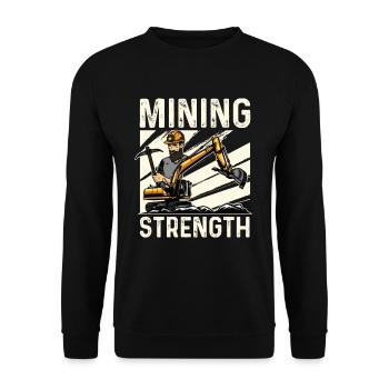 Bergbaustärke Für Baggerfahrer - Unisex Pullover - Schwarz - Vorne - Alina (178cm) & Michal (187cm)