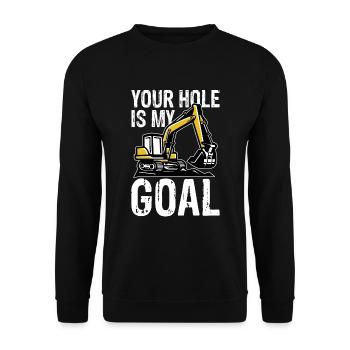 Ihr Loch Ist Mein Ziel Für Baggerfahrer - Unisex Pullover - Schwarz - Vorne - Alina (178cm) & Michal (187cm)