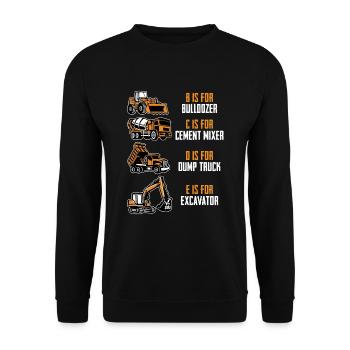 E Steht Für Bagger Für Baggerfahrer - Unisex Pullover - Schwarz - Vorne - Alina (178cm) & Michal (187cm)