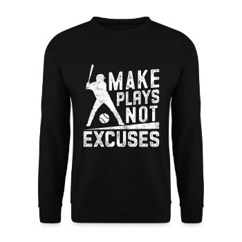 Baseball moves instead of excuses softball - Unisex Sweatshirt - black - Front - Alina (178cm) & Michal (187cm)