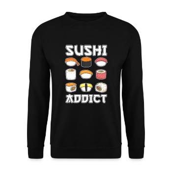 Sushi Addict Sushi Lover Japon Culture Japonaise - Sweat-shirt Unisexe - noir - Devant - Alina (178cm) & Michal (187cm)
