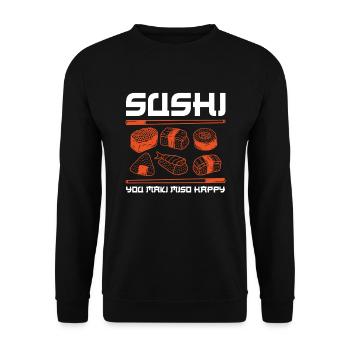 Sushi You Maki Miso Happy Sushi Japan Culture - Unisex Sweatshirt - black - Front - Alina (178cm) & Michal (187cm)