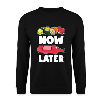 Sushi Jetzt Wein Später Sushi-liebhaber - Unisex Pullover - Schwarz - Vorne - Alina (178cm) & Michal (187cm)