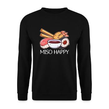 Miso Happy Sushi Japon Culture Cuisine japonaise - Sweat-shirt Unisexe - noir - Devant - Alina (178cm) & Michal (187cm)