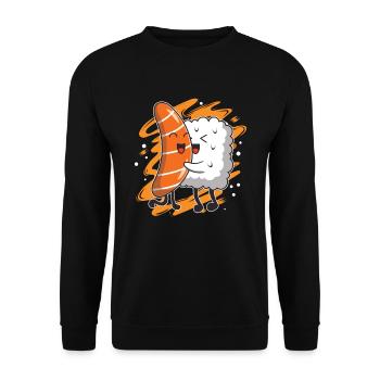 Sushi Hug Sushi Japanese Food Japan - Unisex Sweatshirt - black - Front - Alina (178cm) & Michal (187cm)