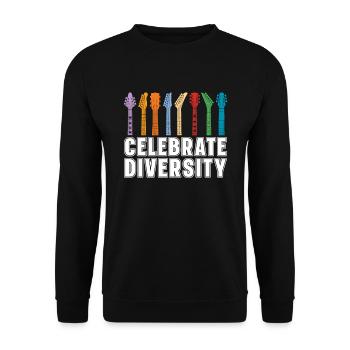 Feiern Sie Diversity Guitar Lover Gitarrist - Unisex Pullover - Schwarz - Vorne - Alina (178cm) & Michal (187cm)