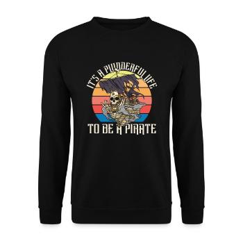 La vie d’un pirate Crâne Pirates - Sweat-shirt Unisexe - noir - Devant - Alina (178cm) & Michal (187cm)