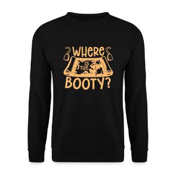 Wo Ist Das Booty Piratenkostüm Piratenschiff - Unisex Pullover - Schwarz - Vorne - Alina (178cm) & Michal (187cm)