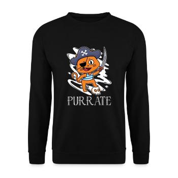 Purrate Pirate Costume Chat Amoureux Mignon - Sweat-shirt Unisexe - noir - Devant - Alina (178cm) & Michal (187cm)