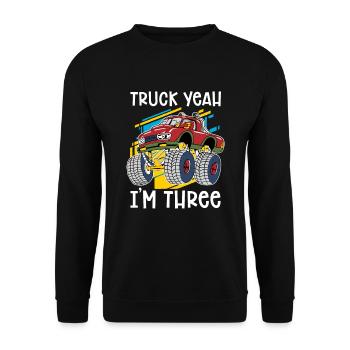 Truck Ja, Ich Bin Drei Monster Truck Zum 3. - Unisex Pullover - Schwarz - Vorne - Alina (178cm) & Michal (187cm)