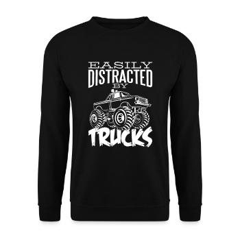 Leicht Abgelenkt Von Trucks Monster Truck - Unisex Pullover - Schwarz - Vorne - Alina (178cm) & Michal (187cm)