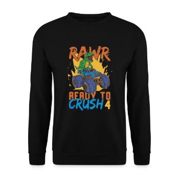 Rawr Bereit, 4 Dinosaurier Zum 4. Geburtstag Zu - Unisex Pullover - Schwarz - Vorne - Alina (178cm) & Michal (187cm)