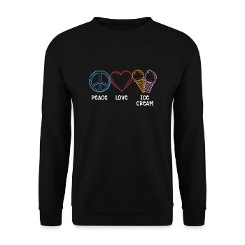 Friedensliebes-eiscreme-gelato-liebhaber - Unisex Pullover - Schwarz - Vorne - Alina (178cm) & Michal (187cm)