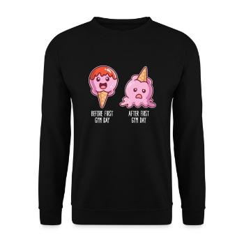Avant le premier jour de remise en forme après le premier - Sweat-shirt Unisexe - noir - Devant - Alina (178cm) & Michal (187cm)