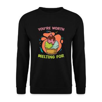 Cela vaut la peine de fondre pour la crème glacée amateur de crème glacée - Sweat-shirt Unisexe - noir - Devant - Alina (178cm) & Michal (187cm)