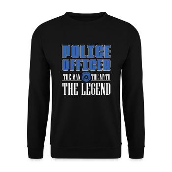Polizist The Man The Myth Legend Cops - Unisex Pullover - Schwarz - Vorne - Alina (178cm) & Michal (187cm)