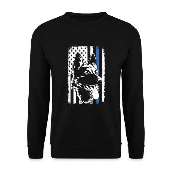 Police patriotique Flag Police Officer Law - Sweat-shirt Unisexe - noir - Devant - Alina (178cm) & Michal (187cm)
