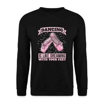 Tanzen Ist Wie Träumen Mit Den Füßen Ballerina - Unisex Pullover - Schwarz - Vorne - Alina (178cm) & Michal (187cm)