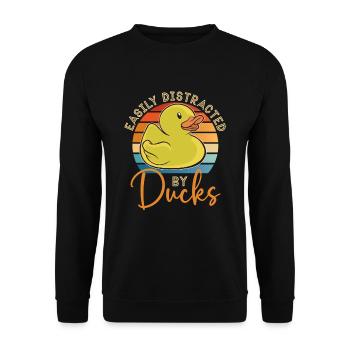 Easily Distracted By Ducks Duck Lover Ducks Farm - Unisex Sweatshirt - black - Front - Alina (178cm) & Michal (187cm)