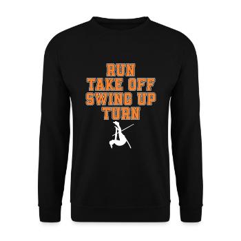 Run Turn Off Swing Up Turn Stabhochsprung - Unisex Pullover - Schwarz - Vorne - Alina (178cm) & Michal (187cm)