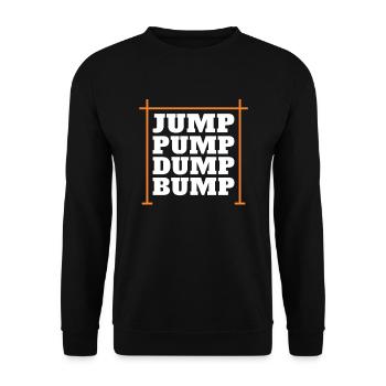 Jump Pump Dump Bump Stabhochsprung - Unisex Pullover - Schwarz - Vorne - Alina (178cm) & Michal (187cm)