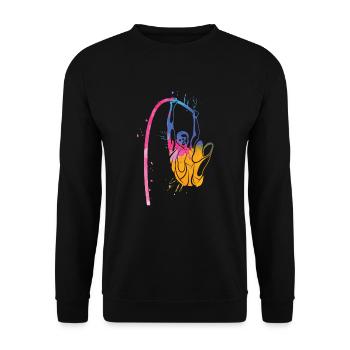 Stabhochsprung Bunter Splatter-stabhochsprung - Unisex Pullover - Schwarz - Vorne - Alina (178cm) & Michal (187cm)