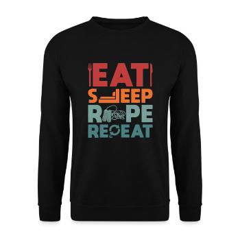 Eat sleeping rope Repeat skipping rope - Unisex Sweatshirt - black - Front - Alina (178cm) & Michal (187cm)