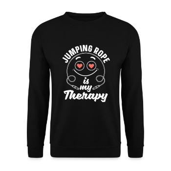 Springseil Ist Mein Therapie-springseil - Unisex Pullover - Schwarz - Vorne - Alina (178cm) & Michal (187cm)