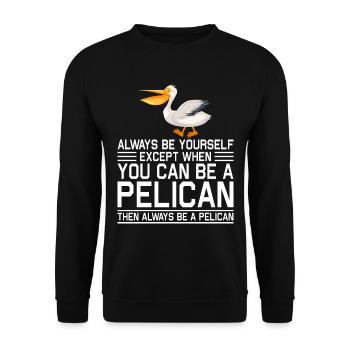 Pelikan Pelikane Vögel Wasservogel - Unisex Pullover - Schwarz - Vorne - Alina (178cm) & Michal (187cm)