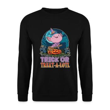 Trick Or Treat-a-lotl Axolotl Lovers Halloween - Unisex Sweatshirt - black - Front - Alina (178cm) & Michal (187cm)