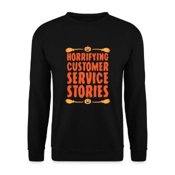 Erschreckende Kundendienstgeschichten Halloween - Unisex Pullover - Schwarz - Vorne - Alina (178cm) & Michal (187cm)