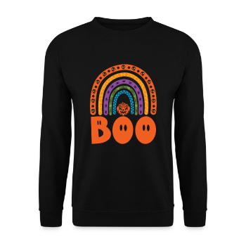 Boo Colorful Rainbow Pumpkin Halloween Costume - Unisex Sweatshirt - black - Front - Alina (178cm) & Michal (187cm)