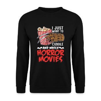 Je veux juste faire des câlins et regarder des films d’horreur - Sweat-shirt Unisexe - noir - Devant - Alina (178cm) & Michal (187cm)