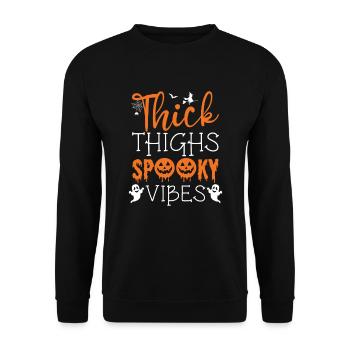 Dicke Oberschenkel Spooky Vibes Halloween-kostüm - Unisex Pullover - Schwarz - Vorne - Alina (178cm) & Michal (187cm)