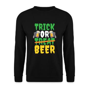 Trick Or Beer Halloween Costume Beer Lovers - Unisex Sweatshirt - black - Front - Alina (178cm) & Michal (187cm)