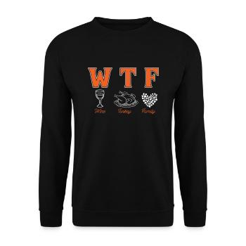 Wine Turkey Family Thanksgiving Fall Season - Unisex Sweatshirt - black - Front - Alina (178cm) & Michal (187cm)