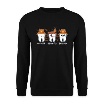 Dankbar Dankbar Gesegneter Zahnarzt Dental - Unisex Pullover - Schwarz - Vorne - Alina (178cm) & Michal (187cm)