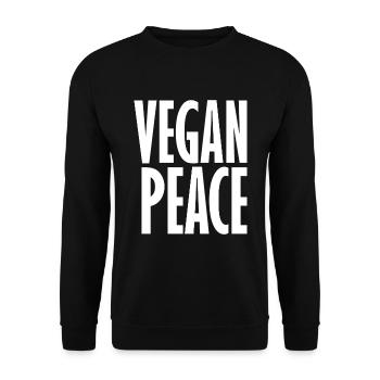 Vegan Peace - Veganer Spruch - Unisex Pullover - Schwarz - Vorne - Alina (178cm) & Michal (187cm)